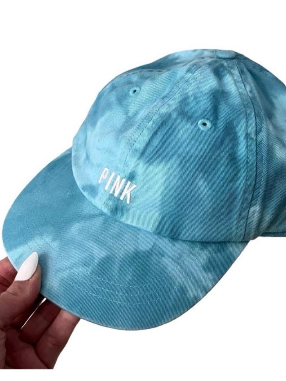 PINK Victoria's Secret Blue Tie Dye Baseball Hat Cap EUC
